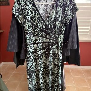 Dress Barn Black and Green Patterned Dress